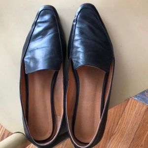 Black Leather Flats